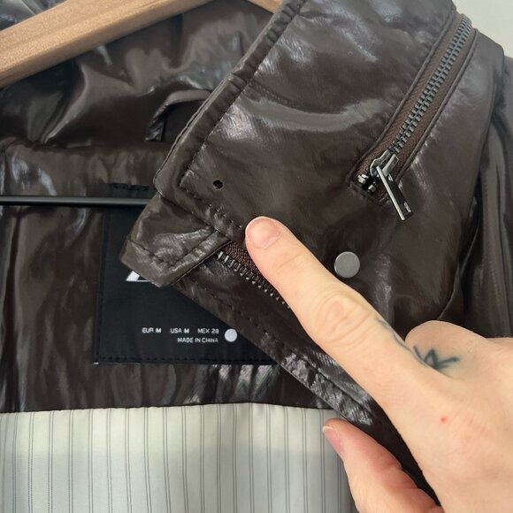 SHINY HOODED PARKA ZW COLLECTION - Picture 7 of 12